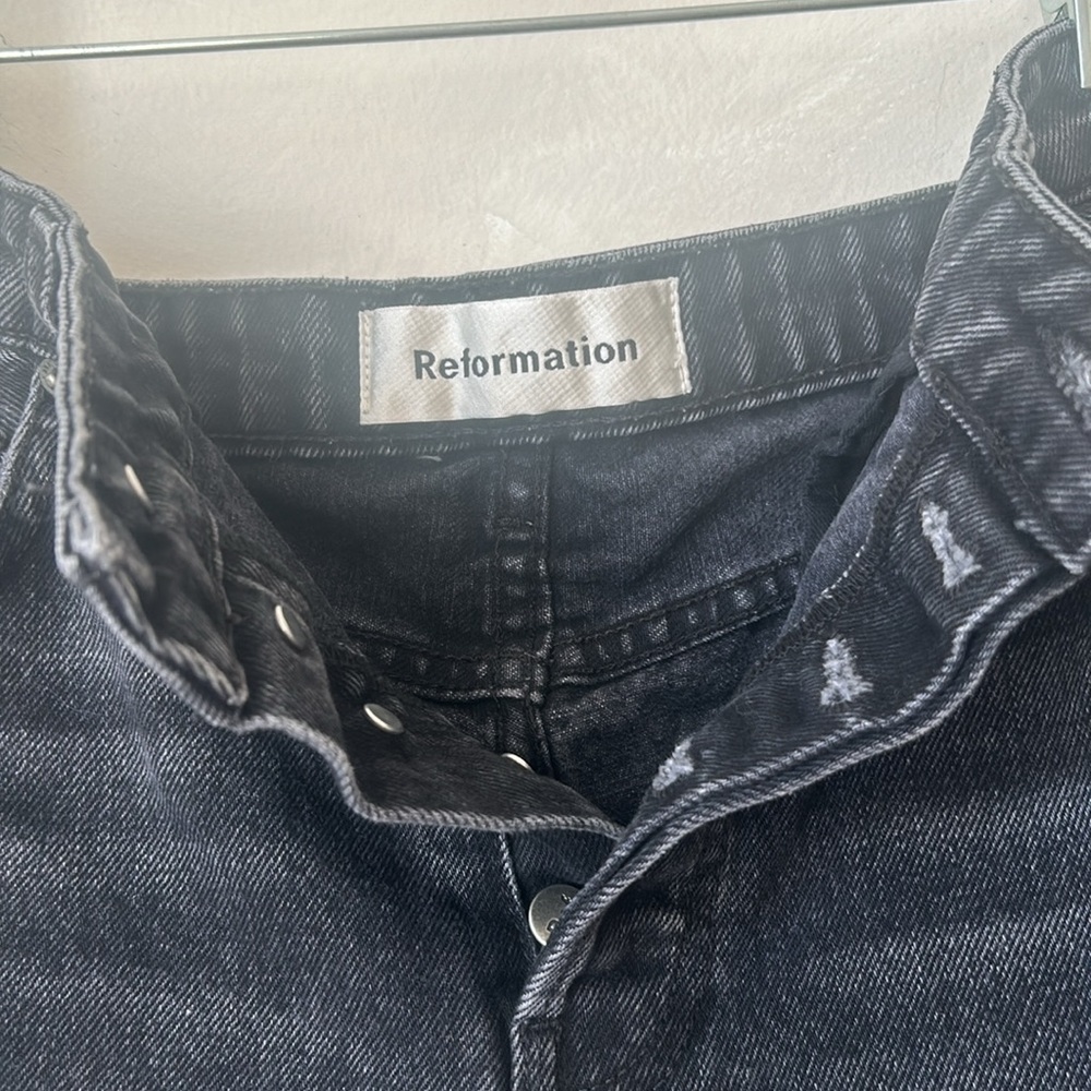 Reformation High Waist Cut Off Brooke Jean Shorts Size 28 Pacific black jorts - Picture 8 of 10